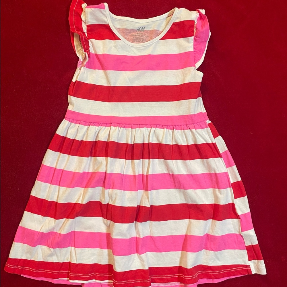 H&M Toddler Girl's Sleeveless Multicolor Pullover Striped Dress Size: 2-4Y